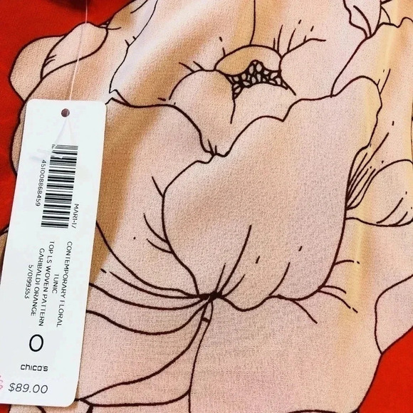 CHICO'S Asymmetrical Contemporary Floral Tunic Top - Picture 10 of 10